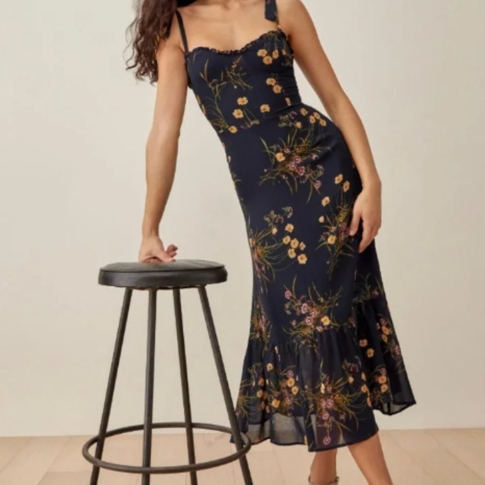 Reformation Nikita Dress (Mademoiselle) | Navy Blue